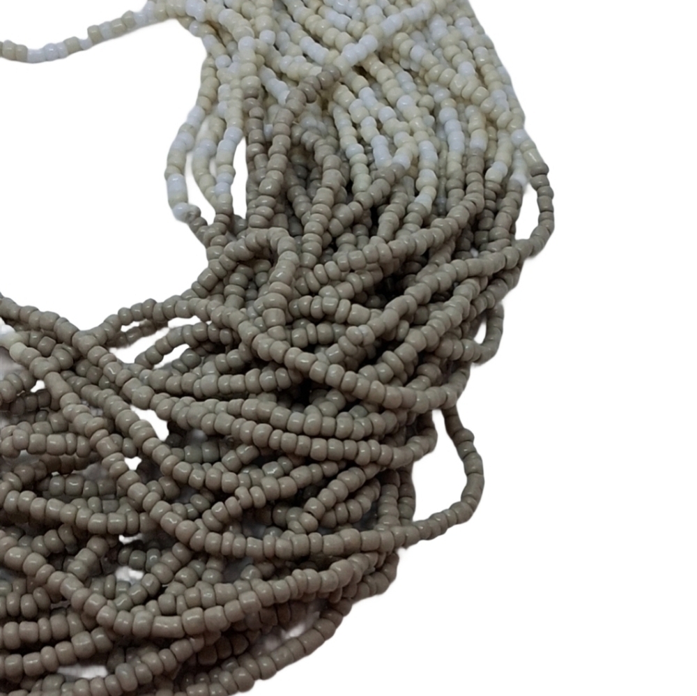 Vintage Ombre Seed Bead Multi-Strand Statement Necklace Boho Neutral - Picture 4 of 8